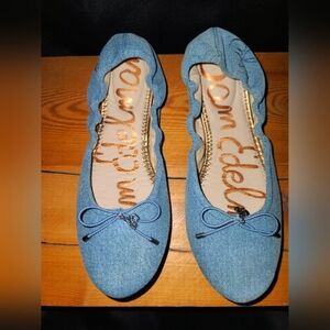 Sam Edelman Light Blue Flats with Bow Detail